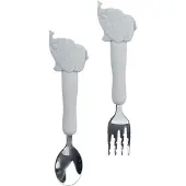 Saro set de couverts Little Elephants silicone / acier inoxydable gris 2 pièces