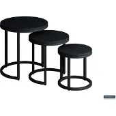 Molecule Lot de 3 tables basses Amana Ø45 cm-bois de mango noir