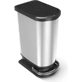 Rotho Poubelle à pédale plastique PASO duo nombre de compartiments 2 25 l + 25 l argent