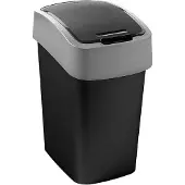 Curver Poubelle PACIFIC FLIP BIN, 25 litres, 34x26x47 cm, noir/gris, pour déchets