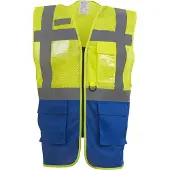 Yoko Gilet de travail haute visibilité Top Cool "Management" Jaune / Royal XL