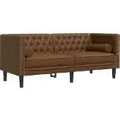 vidaXL Canapé Chesterfield avec traversins 2 places similicuir daim
