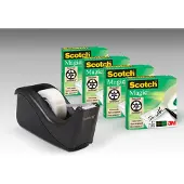 Scotch - Lot de 4 rlx 19mmx33m + 1 dévidoir C 60 Noir