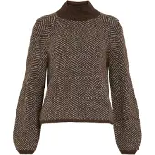 Vila Pull-over 'Vilory' brun foncé / blanc