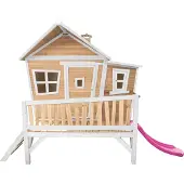 Axi Emma Maison Enfant Avec Toboggan Violet | Aire De Jeux Pour L'Extérieur En Marron & Blanc | Maisonnette / Cabane De Jeu En Bois