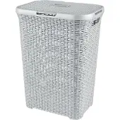 Curver Panier à linge, 2 poignées, couvercle, gris, 60 L, 44x34x61 cm, Curver