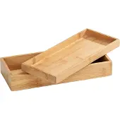 Wenko Plateau Salle de bain et boite de rangement avec couvercle 2en1 Terra, panier rangement salle de bain bambou, Marron