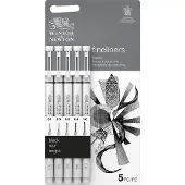 Winsor & Newton Fineliner lot de 5 Le noir