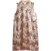 Superdry Femme À Sequins A-Line Sl Robe Courte, Rose &amp; Beige - Taille: 38