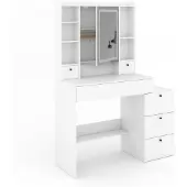Vicco Coiffeuse Livora Blanc 105.5cm avec miroir LED, Model 53023