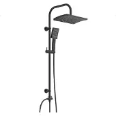 Schutte Mallorca Système de douche - Douche de pluie - Barre de 95 cm - Support mural réglable en hauteur - noir mat
