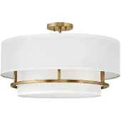 HINKLEY Plafonnier Graham en laiton laqué, 4xE14x40W, abat-jour en tissu, dimensions : 121,8 x 58,4 x 58,4 cm, IP20,