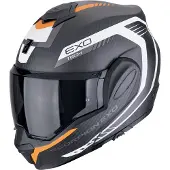 Scorpion EXO-Tech Evo Carbon Cosy Orange, casque modulaire ,Mat Noir/Blanc/Orange ,S
