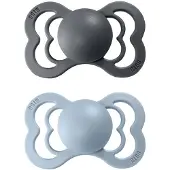 BIBS Supreme Natural Rubber Size 2: 6+ months tétine Iron / Baby Blue 2 pcs