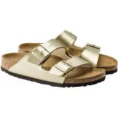 Birkenstock pour femme. 1016110 Sandales en Cuir Arizona Birko Flor (Coupe Régulière) doré (39), Plat, Aucun, Casuel