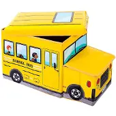 Bieco 2 In 1 Storage Box & Bench School Bus Jaune Enfants