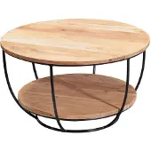Wohnling Table basse 60x34,5x60 cm Table basse en bois massif d'acacia / métal |