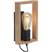 JUST LIGHT Applique, bois naturel, noir, H 27 cm