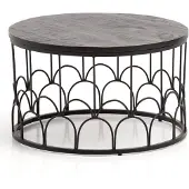 Wohnling Table basse 60x60x36 cm manguier bois massif / métal noir table canapé ronde |