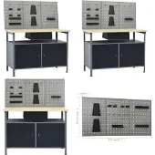 vidaXL Établi avec 3 panneaux à outils