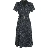 Banned Retro Robe mi-longue Rockabilly de - Robe Noire À Pois - S - L - pour Femme - noir/blanc - Taille L