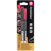 Sakura Permapaque Fine Set, Schwarz und Rot (2x)