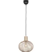 TRIO Leuchten - Suspension moderne en fil de fer noir avec beige 33cm - Gila I Salon I Chambre à coucher - Sphère en métal I Sphérique - convient aux LED E27