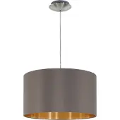Eglo Textile moderne MASERLO nickel mat, diffuseur CAPPUCCINO / GOLD, E27 max. 1X60W