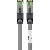 Goobay 55143 Câble patch RJ45 (CAT 6A, 500 MHz) avec câble brut CAT 8.1 S/FTP, gris, 20 m - Conducteur en cuivre sans oxygène (OFC) à 99,9 %, AWG 24, gaine de câble sans halogène (LSZH)
