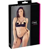 Cottelli - soutien-gorge ouvert à bretelles avec anneaux et string - noir - 80B/M
