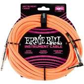Ernie Ball Cables Instrument Gaine Tisse Jack/jack Coudé 3M Orange
