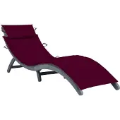 vidaXL Chaise longue avec support Gris Bois massif Acacia