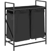 vidaXL Panier à linge à 2 compartiments avec étagère en chêne noir