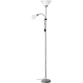 Brilliant Plafonnier Spari avec bras de lecture | Lampadaire fonctionnel | argenté/blanc | 1x E27 max. 60 W & 1x E14 max. 25 W | IP20