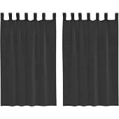 vidaXL Voile Rideaux avec patte 2 pcs. noir