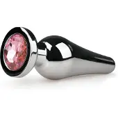 EasyToys Métal No.11 - plug anal argenté avec cristaux roses (3,5 cm)