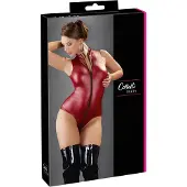 Cottelli Party - body brillant sans manches à fermeture éclair (rouge) - M