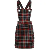 Hell Bunny Robe mi-longue Gothic de - Robe Salopette Clash - XS - XL - pour Femme - noir/rouge - Taille L