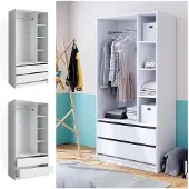 Vicco Armoire Elmo Blanc 100x200cm avec 2 tiroirs, Model 40625