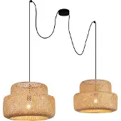 QAZQA Lampe suspendue Japandi noire avec bambou 2 lumières - Kea