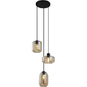 QAZQA Suspension moderne noire avec verre ambré 3 lumières - Sheena