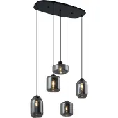 QAZQA Suspension moderne noire avec verre fumé 5 lumières - Sheena