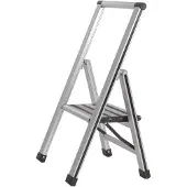 Wenko Escabeau pliant de ménage Escabeau Marche antidérapante XXL Marche Alu Design Maintien