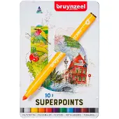 Bruynzeel Feutre de coloriage SUPERPOINTS, rond, étui métallique de 10 pièces (10x)