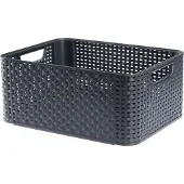 Curver 205846 aspect rotin style boîte de rangement taille m polypropylène anthracite 38,6 x 28,7 x 17 cm