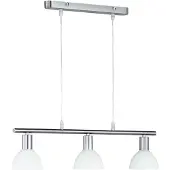 RL Reality|Trio Lampe à suspendre, 3 flammes, nickel mat, abat-jour en verre blanc