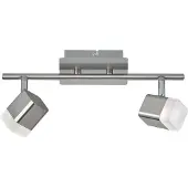 TRIO Spot mural et plafonnier à LED, 2 flammes, argent mat, largeur 34 cm, éclairage de la cage d'escalier