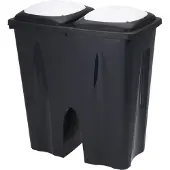 Excellent houseware Poubelle à 2 compartiments , en plastique, 50 x 30 x 55 cm, 2 x 25 l, noir et blanc