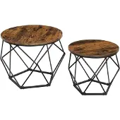 Leobert Table Basse - - Brun Rustique/Noir - 50 X 40 Cm - Lot De 2
