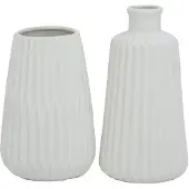 Boltze Set de vases Esko 2 pièces blanc mat, vases à fleurs en céramique,¸ env. 8,5 cm (2x)
